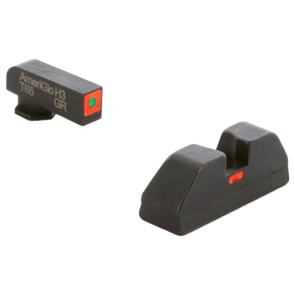 Ameriglo T-CAP Green Tritium Orange Sq Outline Front, Orange Line Non-Trit Rear Sight Set for Glock 20,21,29-32,36,40,41 GL-627