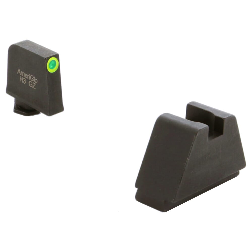 Ameriglo Optic Compatible 5XLT Green Tritium w/LumiGreen Outline .407"F, Flat Black .507"R Sight Set for Glock 5XL (Excl. 42,43,48) GL-682