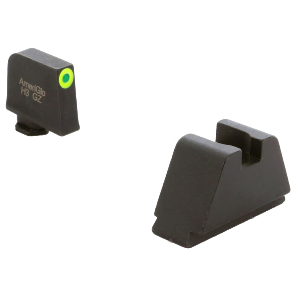 Ameriglo Optic Compatible 3XLT Green Tritium w/LumiGreen Outline .365&quot;F, Flat Black .451&quot;R Sight Set for Glock 3XL (Excl. 42,43,48) GL-691