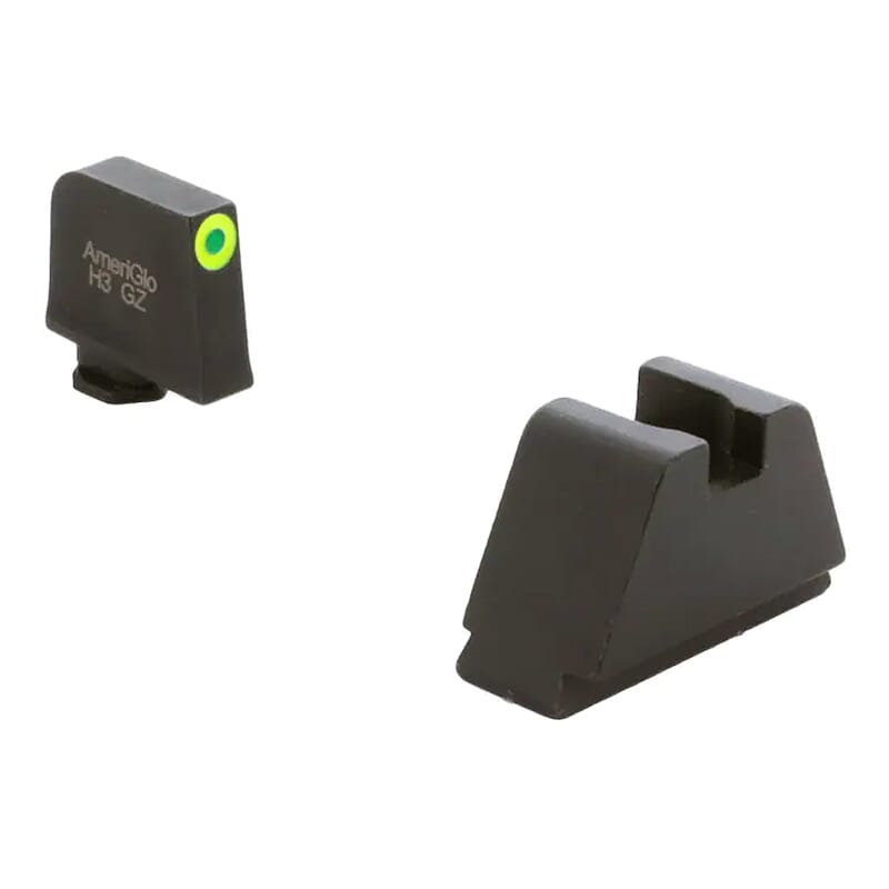 Ameriglo Optic Compatible 4XLT Green Tritium w/LumiGreen Outline .385"F, Flat Black .48"R Sight Set for Glock 4XL (Excl. 42,43,48) GL-695