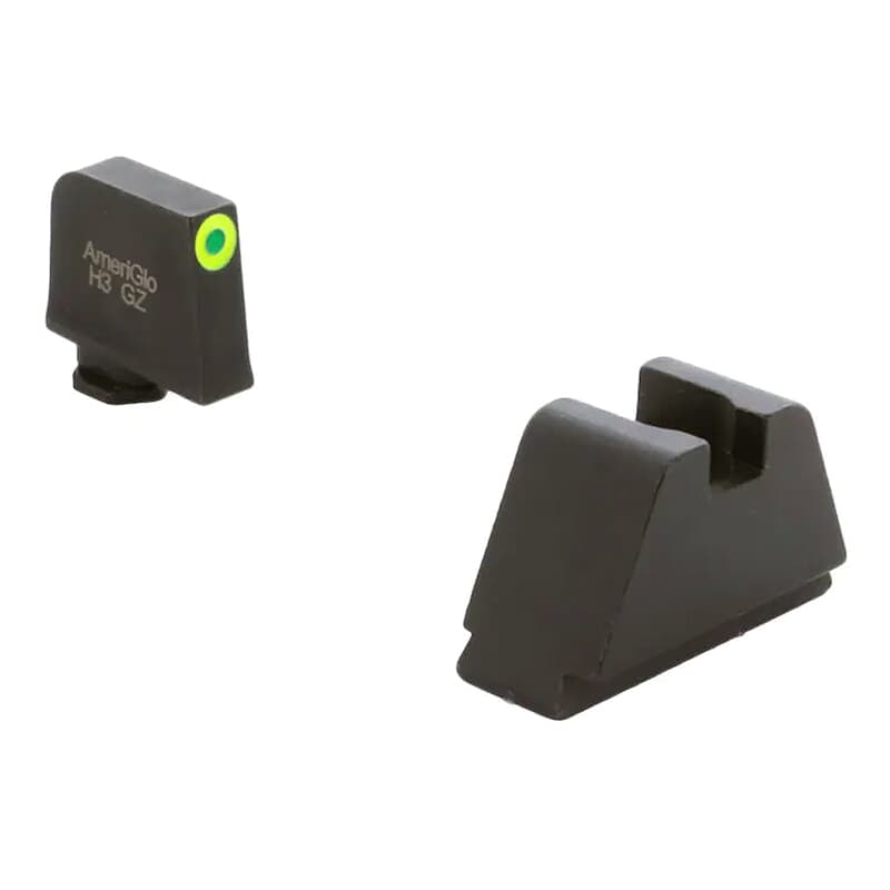Ameriglo Optic Compatible 4XLT Green Tritium w/LumiGreen Outline .385&quot;F, Flat Black .48&quot;R Sight Set for Glock 4XL (Excl. 42,43,48) GL-695