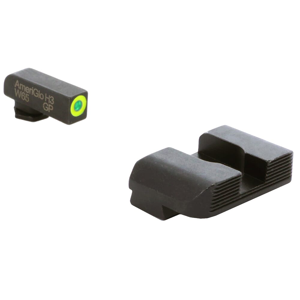 Ameriglo Protector Green Tritium w/LumiGreen Outline Front, Black Serrated Rear Sight Set for Glock 20,21,29-32,36,40,41 GL-703