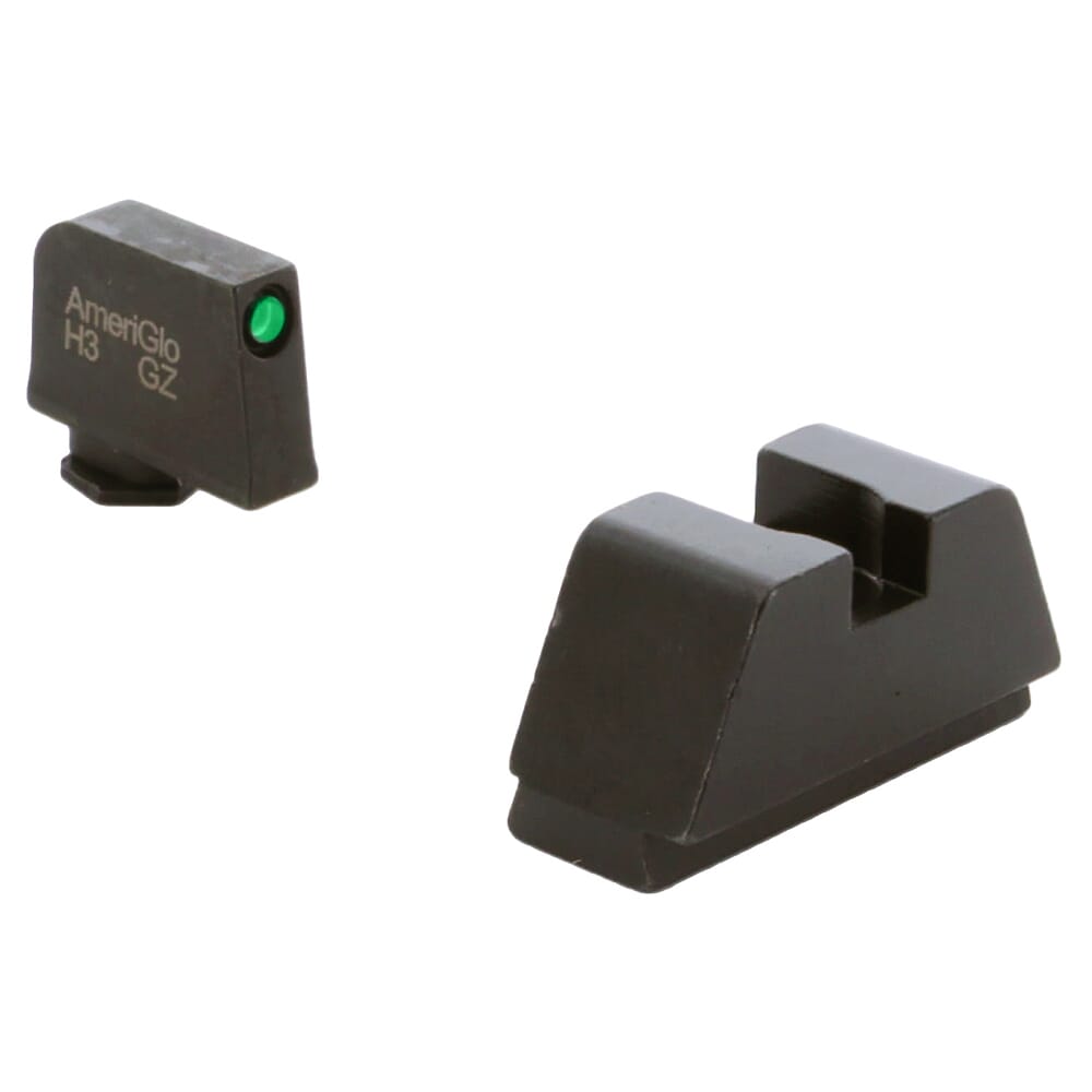 Ameriglo Optic Compatible XLT Green Tritium w/Black Outline .315"F Flat Black .394"R Sight Set for Glock XL (Excl. 42,43,48) GL-809