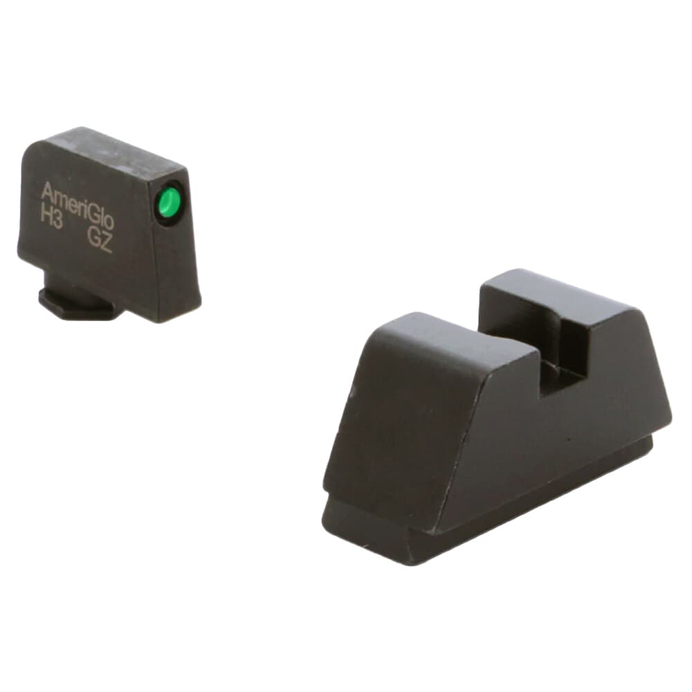 Ameriglo Optic Compatible XLT Green Tritium w/Black Outline .315&quot;F Flat Black .394&quot;R Sight Set for Glock XL (Excl. 42,43,48) GL-809