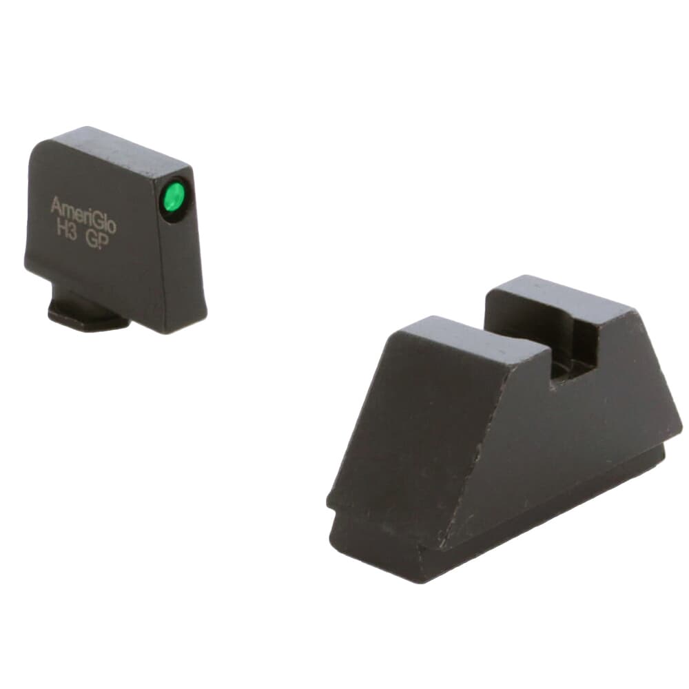 Ameriglo Optic Compatible 2XLT Green Tritium w/Black Outline .35&quot;F, Flat Black .429&quot;R Sight Set for Glock 2XL (Excl. 42,43,48) GL-810