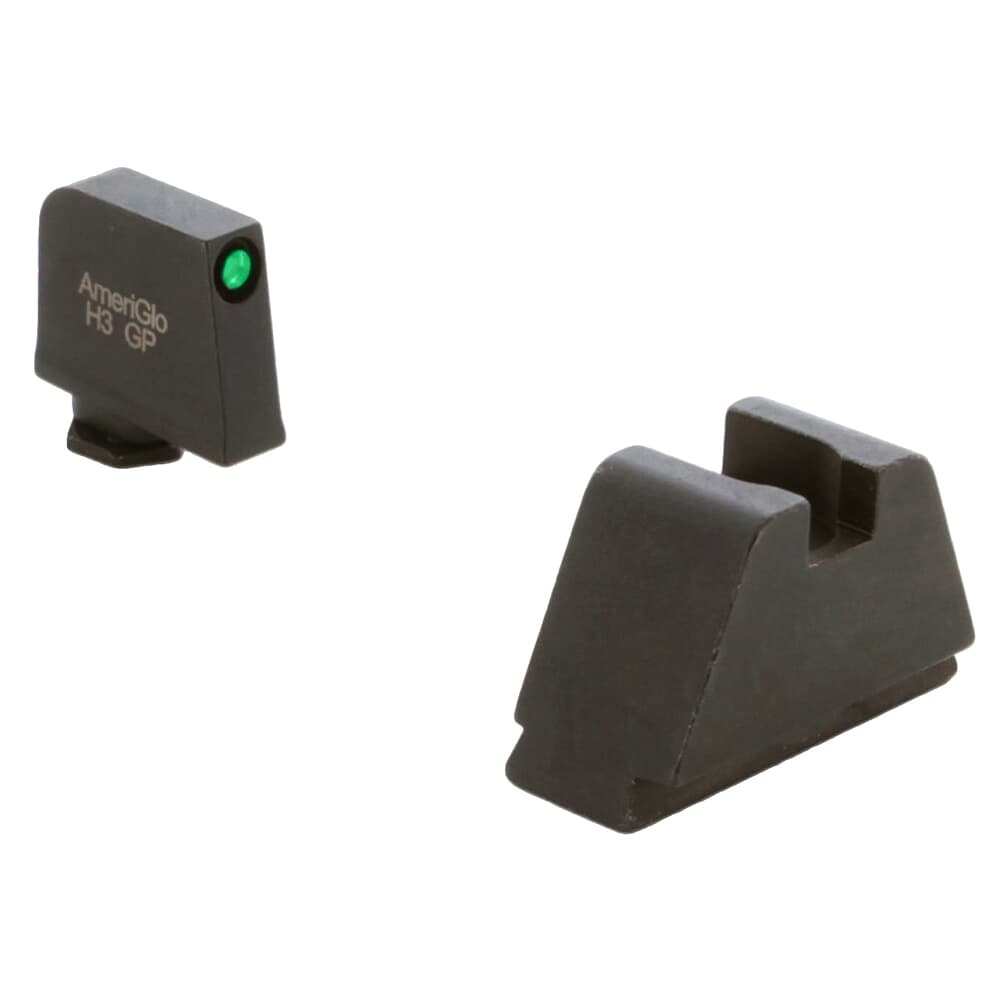 Ameriglo Optic Compatible 3XLT Green Tritium w/Black Outline .365&quot;F, Flat Black .451&quot;R Sight Set for Glock 3XL (Excl. 42,43,48) GL-811