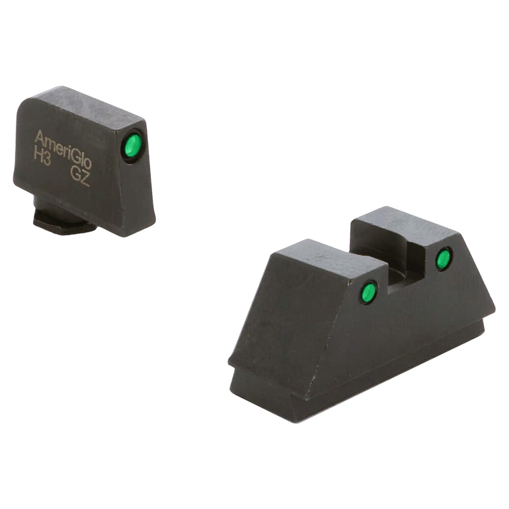 Ameriglo Optic Compatible XLT Green Trit w/Black Outline .315"F, Green Trit w/Black Outline .394"R Sight Set for Glock XL (Excl. 42,43,48) GL-813
