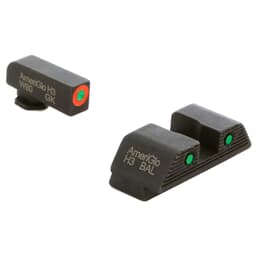 Ameriglo Trooper Grn Trit w/Org Outline Front Grn Trit w/Blk Outline Serrated Sq Rear Night Set for Glock Gen 1-4 17,19,22-24,26,27,33-35,37-39 GL-816