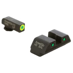 Ameriglo Trooper Grn Trit w/LumiGreen Outline Front, Grn Trit w/Black Outline Serrated Sq Rear 3-Dot Night Set for Glock 20,21,29-32,36,40,41 GL-820