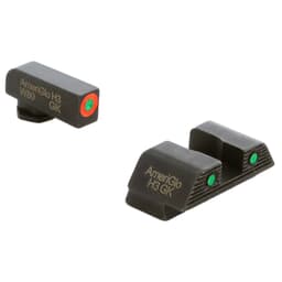 Ameriglo Trooper Green Tritium w/Orange Outline Front, Green Tritium w/Black Outline Serrated Sq Rear 3-Dot Night Set for Glock 42,43,43X,48 GL-823