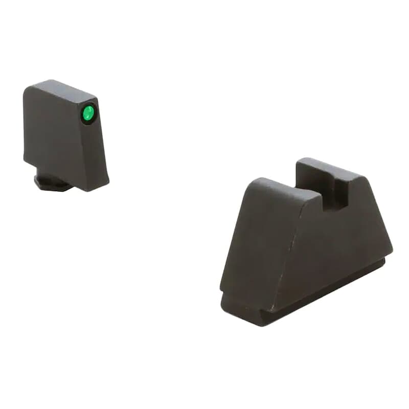 Ameriglo Optic Compatible 4XLT Green Tritium w/Black Outline .385&quot;F, Flat Black .48&quot;R Sight Set for Glock 4XL (Excl. 42,43,48) GL-824