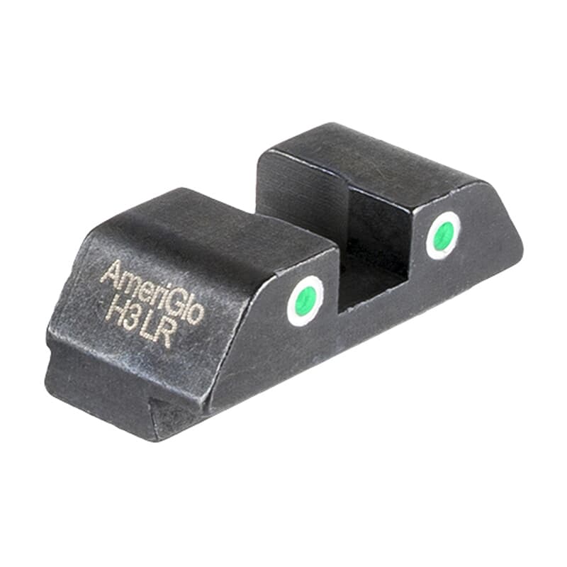 Ameriglo Classic Grn Trit 2-Dot w/White Outlines .256&quot;H .165 Sq Notch Rear Sight for Glock 42,43,43X,48 GL-8430R
