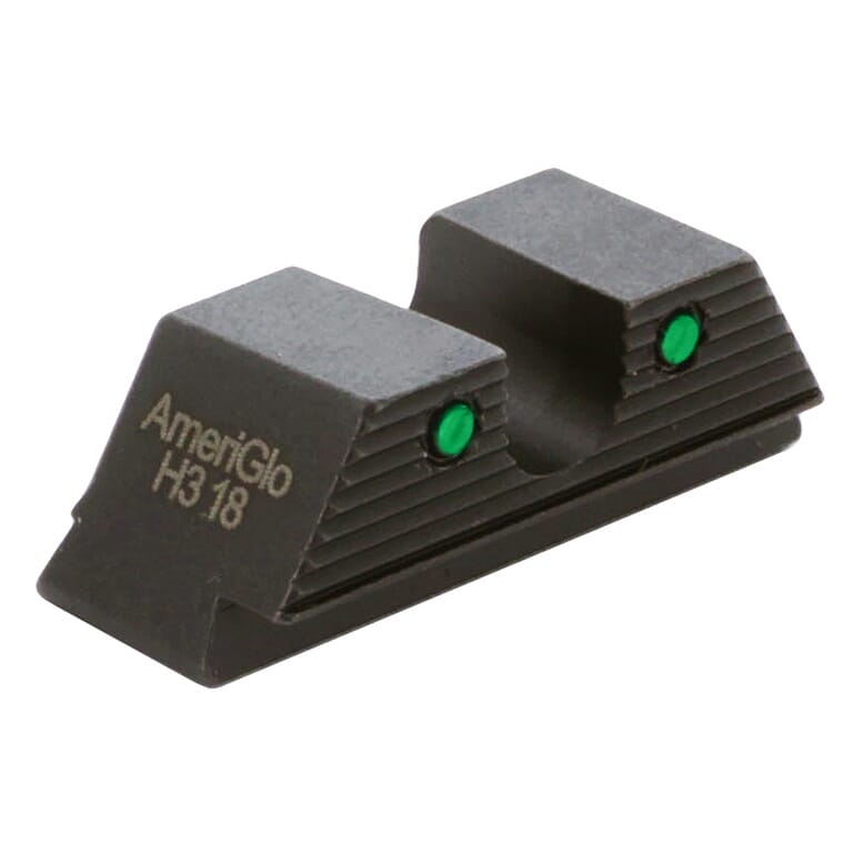 Ameriglo Agent MOS Green Tritium 2-Dot w/Black Outlines .29"H .165 U Notch Rear Sight for Glock (Excl. 42,43,48) GL-855R