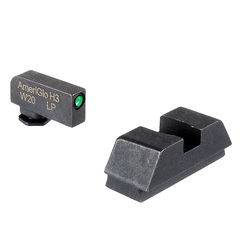 Ameriglo Optic Compatible L Tall Grn Trit w/Black Outline .220&quot;F, Plain Black .295&quot;R Sight Set for Glock GL-880