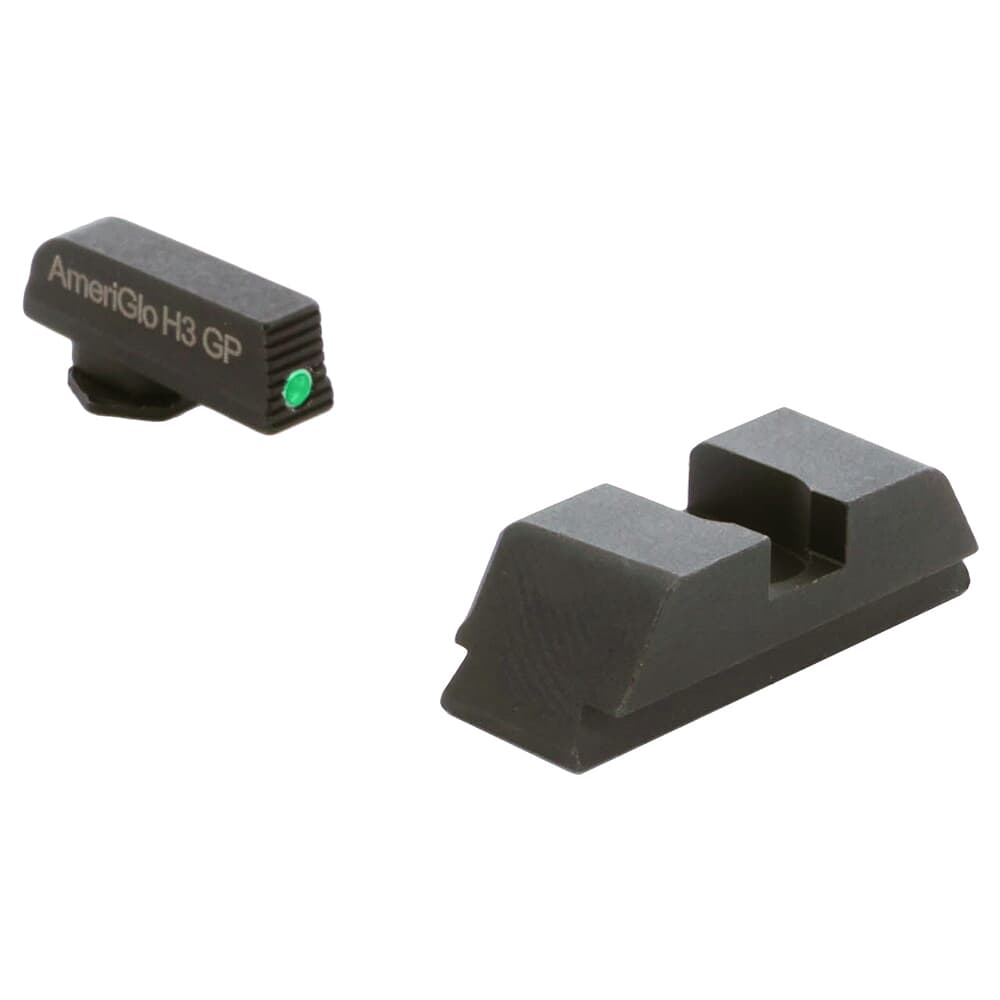 Ameriglo Defoor EDC Black Serrated Front w/Green Tritium, Flat Black Rear Night Sight for Glock Gen 1-4 17,19,22-24,26,27,33-35,37-39 GT-514