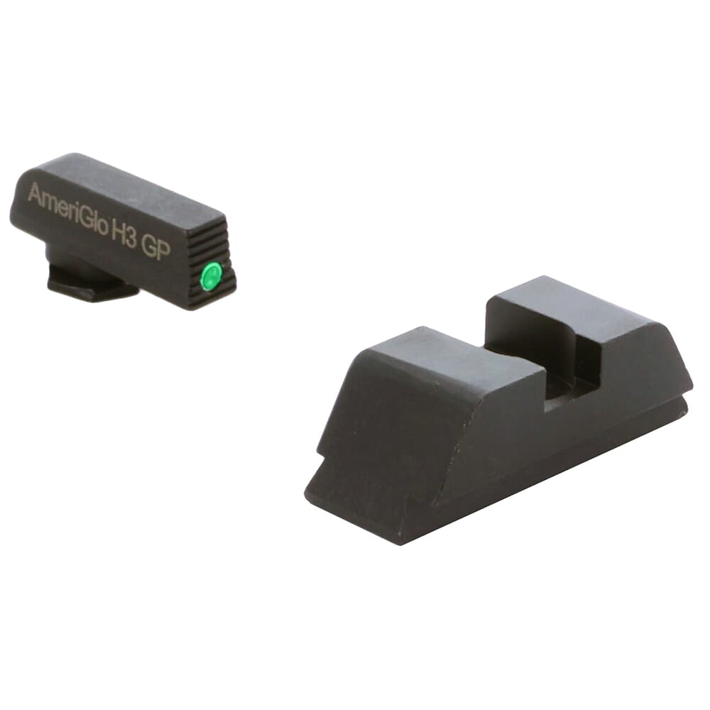 Ameriglo Defoor EDC Black Serrated Front w/Green Tritium, Flat Black Rear Night Sight for Glock 20,21,29-32,36,40,41 GT-516
