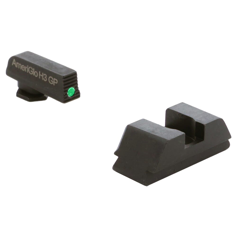 Ameriglo Defoor EDC Black Serrated Front w/Green Tritium, Flat Black Rear Night Sight for Glock 42,43,43X,48 GT-517