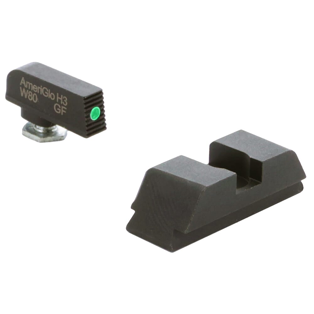 Ameriglo Defoor EDC Black Serrated Front w/Green Tritium, Flat Black Rear Night Sight for Glock Gen5 9/40 GT-5514