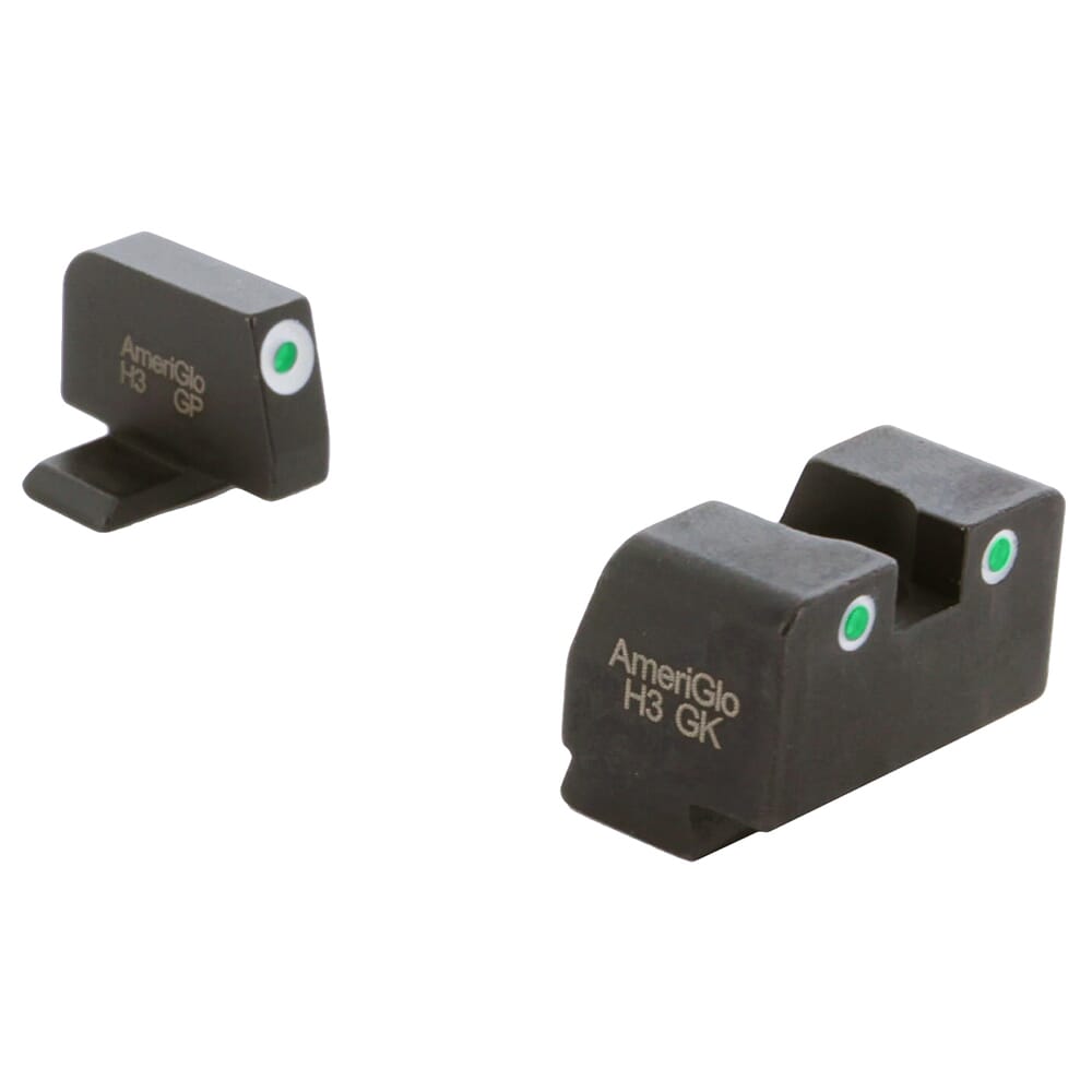 Ameriglo Optic Compatible Green Tritium 3-Dot Sight Set w/White ...