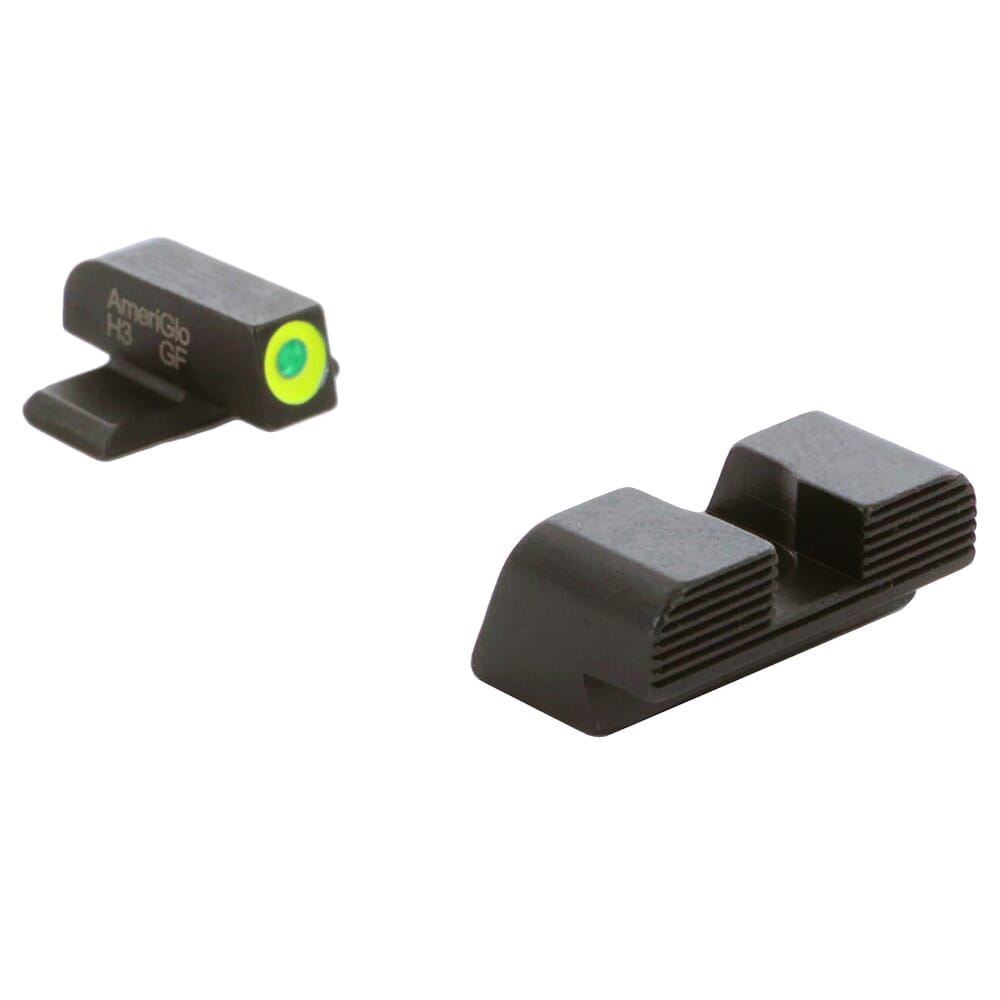 Ameriglo Protector Green Tritium w/LumiGreen Outline Front, Black Serrated Rear Sight Set for Sig (#8 Front/#8 Rear) SG-533