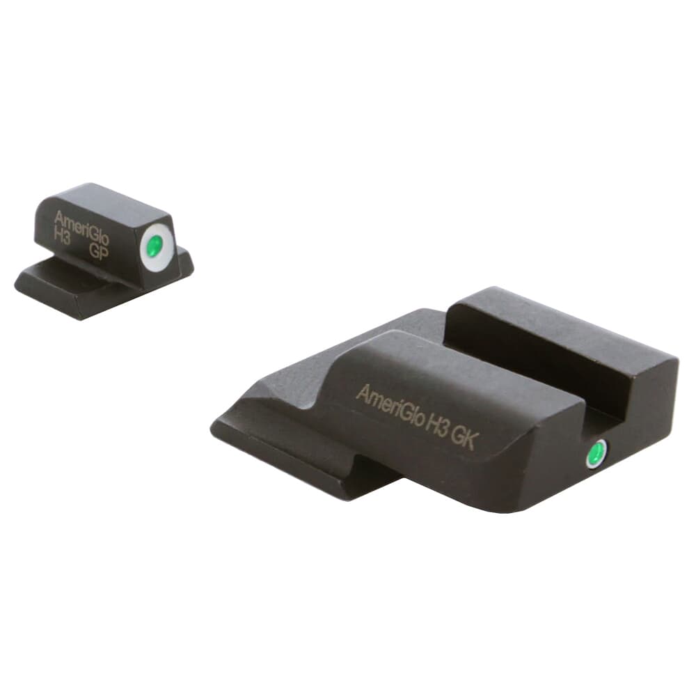 Ameriglo i-Dot Green Tritium w/White Outline Front, Green Single Dot Rear Night Sight Sight for S&amp;W M&amp;P Shield (Excl. EZ) SW-141