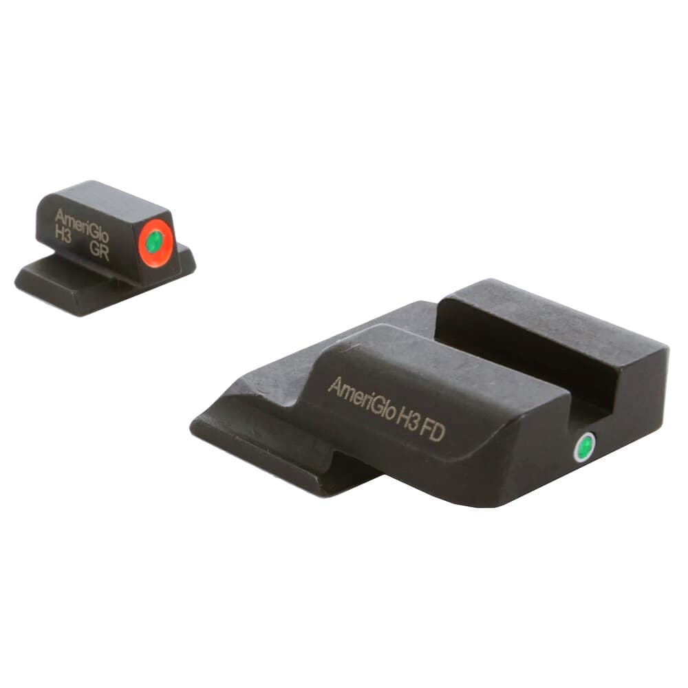 Ameriglo i-Dot Green Tritium w/Orange Outline Front, Green Single Dot Rear Night Sight Sight for S&amp;W M&amp;P (Excl. .22,.380, Shield, EZ, Pro) SW-201