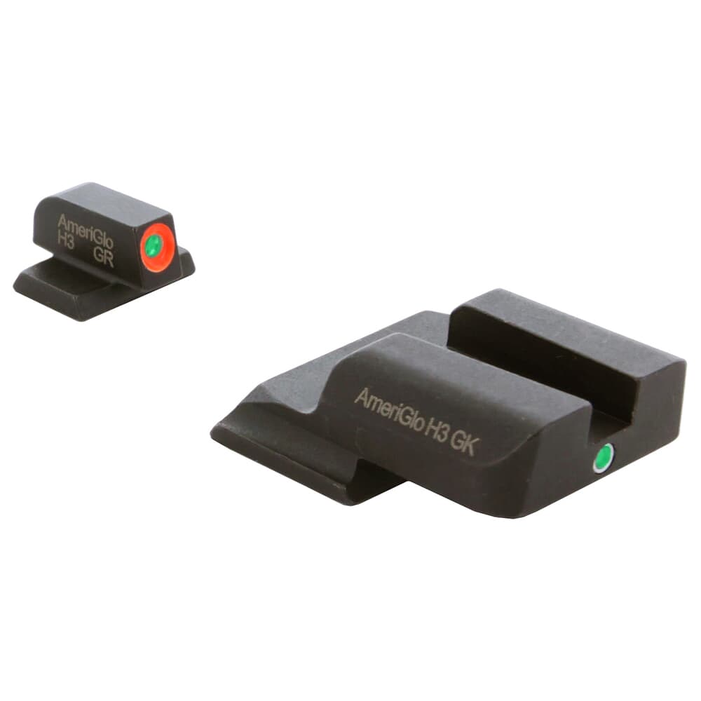 Ameriglo i-Dot Green Tritium w/Orange Outline Front, Green Single Dot Rear Night Sight Sight for S&amp;W M&amp;P Shield (Excl. EZ) SW-245