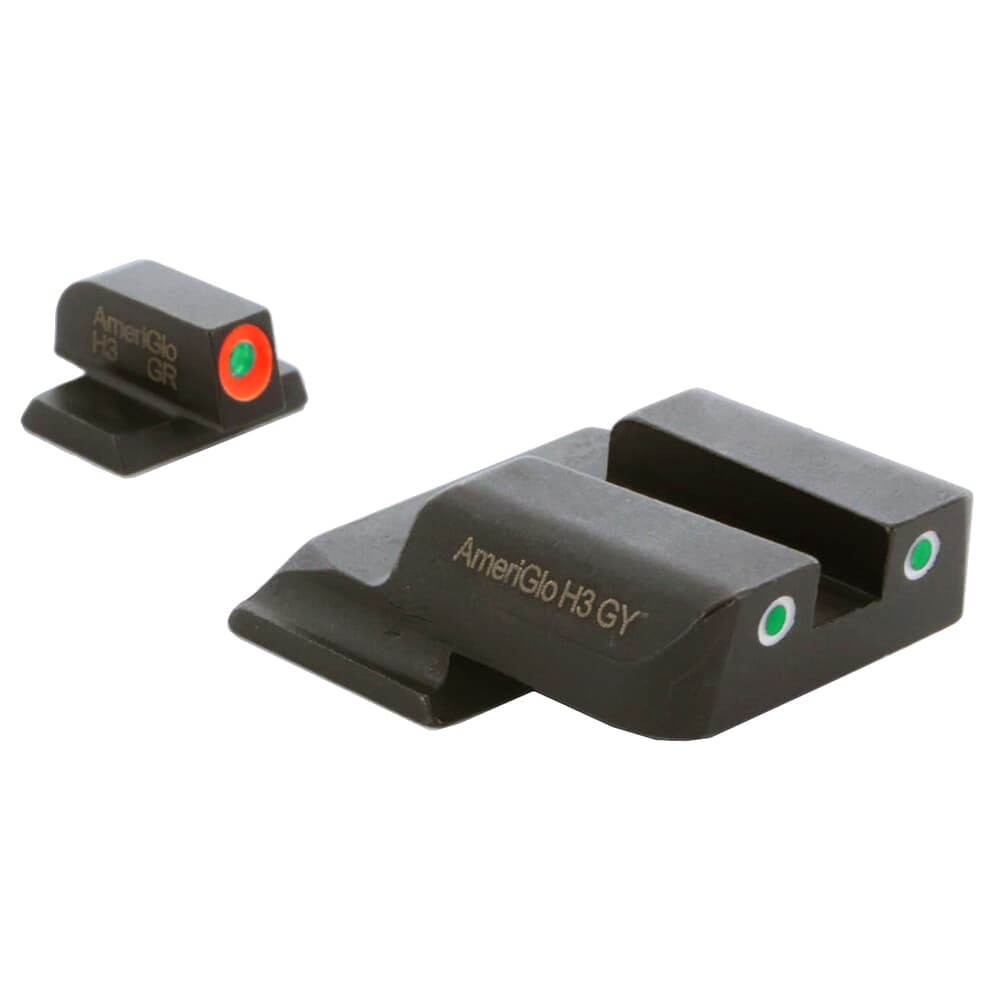 Ameriglo Spartan Grn Trit w/Org Outline Front, Grn Trit w/White Outline Rear 3-Dot Night Sight for S&amp;W M&amp;P (Excl. .22,.380, Shield, EZ, Pro) SW-247