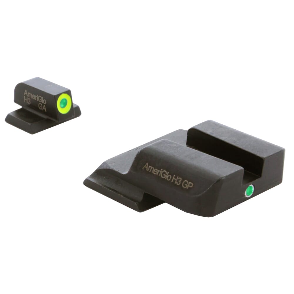 Ameriglo i-Dot Green Tritium w/LumiGreen Outline Front, Green Single Dot Rear Night Sight Sight for S&W M&P (Excl. .22,.380, Shield, EZ, Pro) SW-301