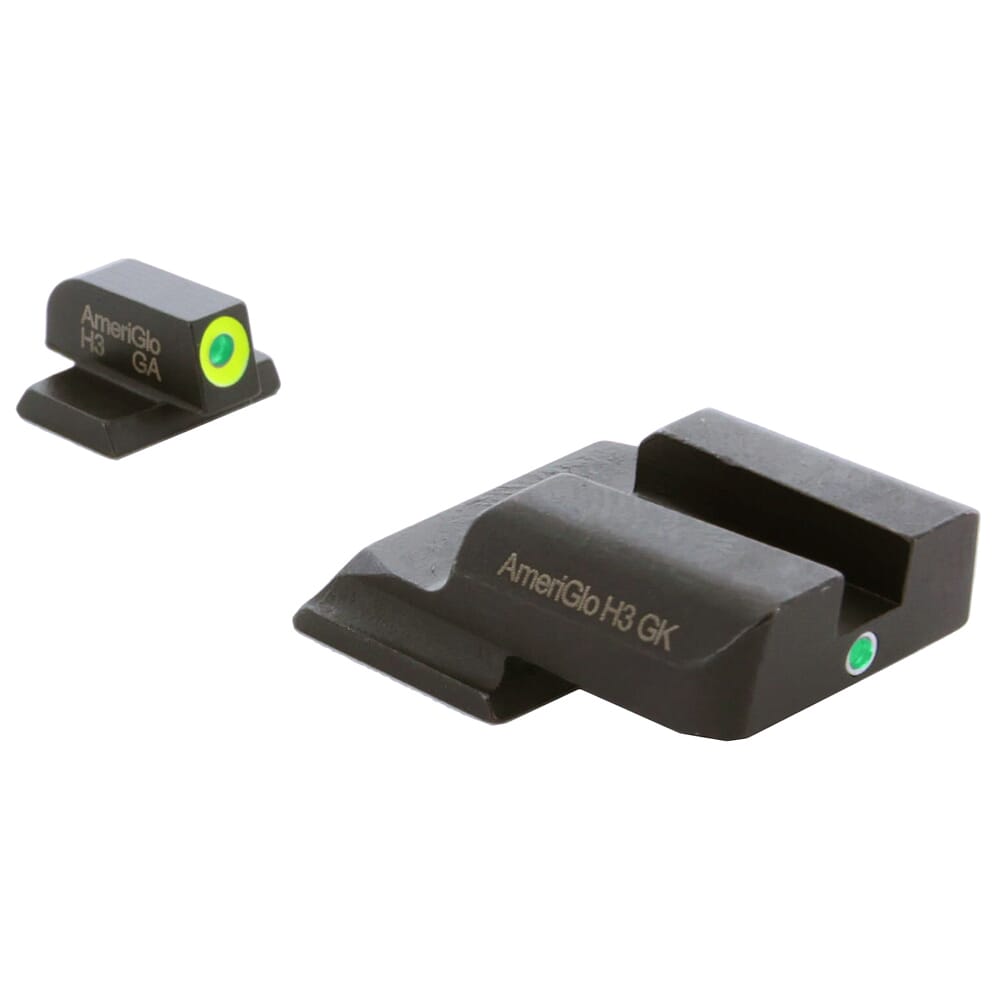 Ameriglo i-Dot Green Tritium w/LumiGreen Outline Front, Green Single Dot Rear Night Sight Sight for S&W M&P Shield (Excl. EZ) SW-345