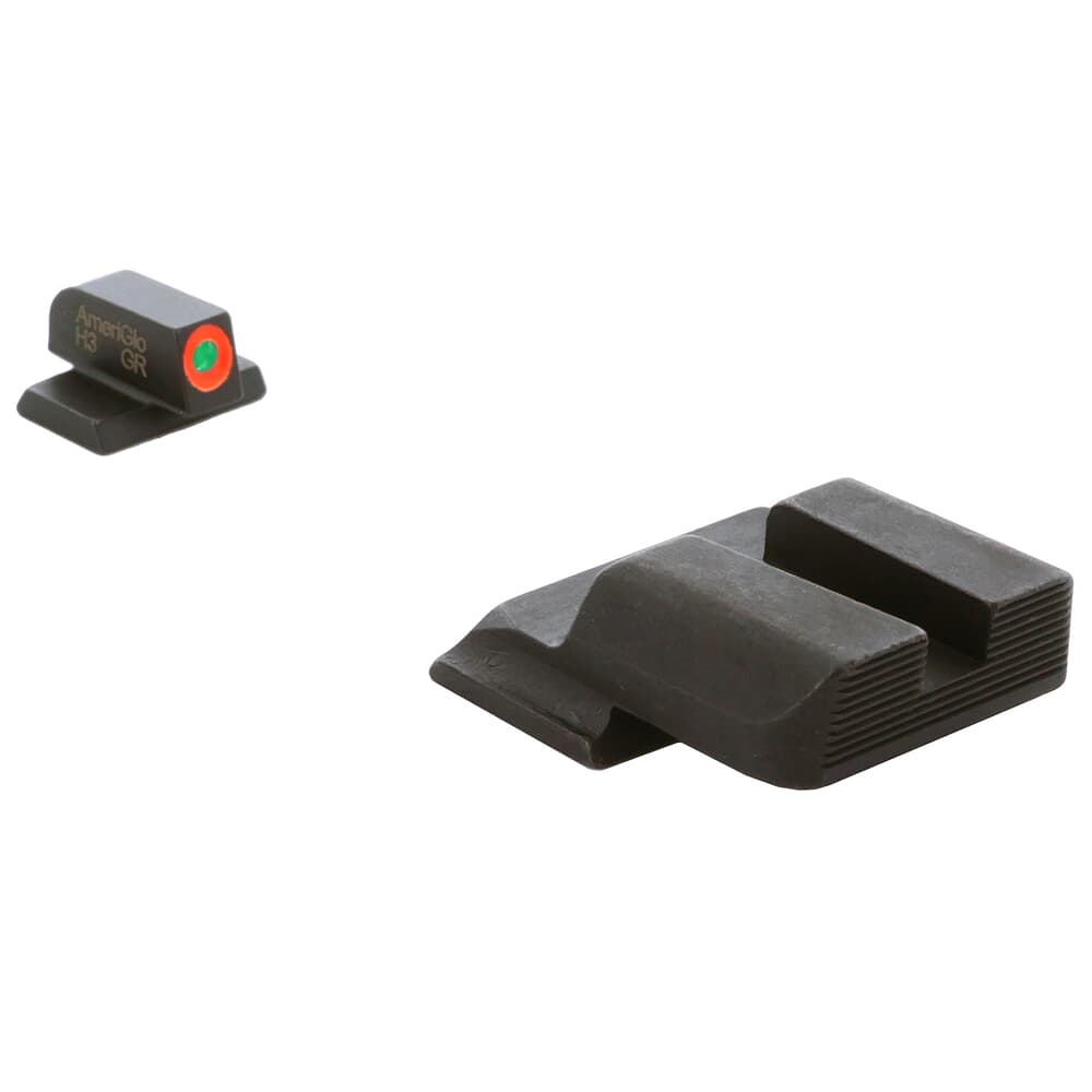 Ameriglo Protector Green Tritium w/Orange Outline Front, Black Serrated Rear Sight Set for S&amp;W M&amp;P (Excl. .22,.380, Shield, EZ, Pro) SW-433B