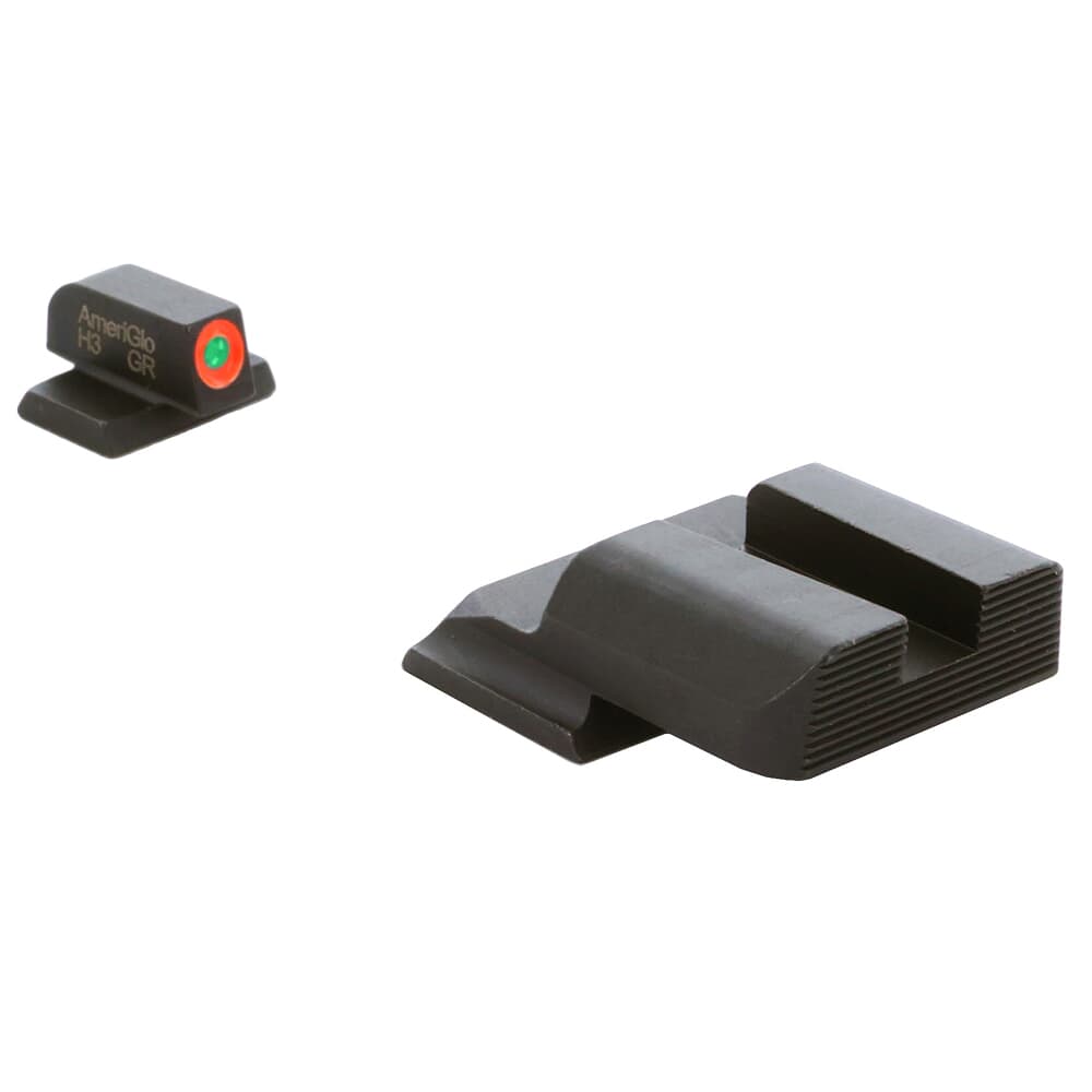Ameriglo Protector Green Tritium w/Orange Outline Front, Black Serrated Rear Sight Set for S&amp;W M&amp;P Shield (Excl. EZ) SW-443