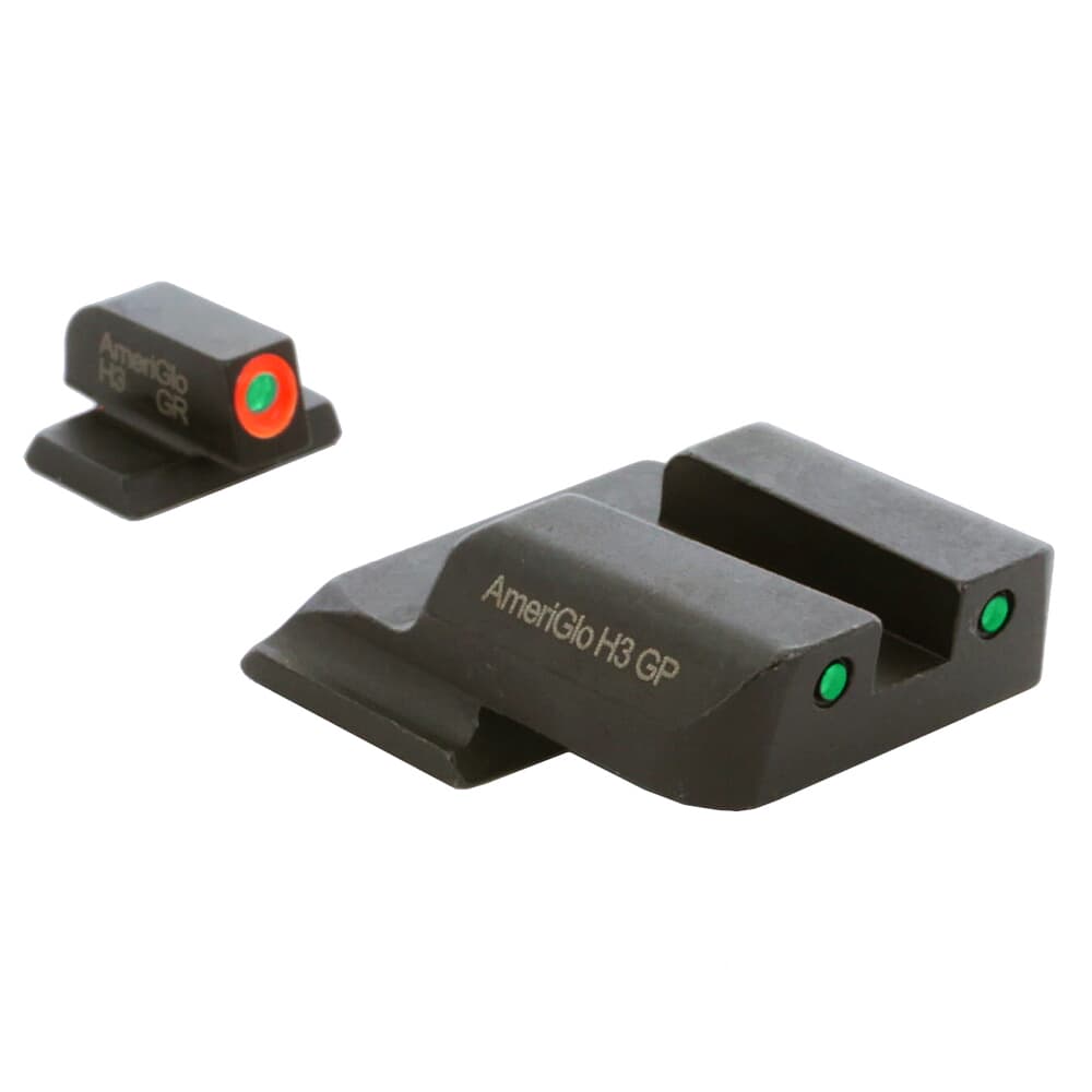 Ameriglo Spartan Grn Trit w/Orange Outline Front, Grn Trit w/Black Outline Rear 3-Dot Night Sight for S&amp;W M&amp;P (Excl. 22,380, Shield, EZ, Pro) SW-446