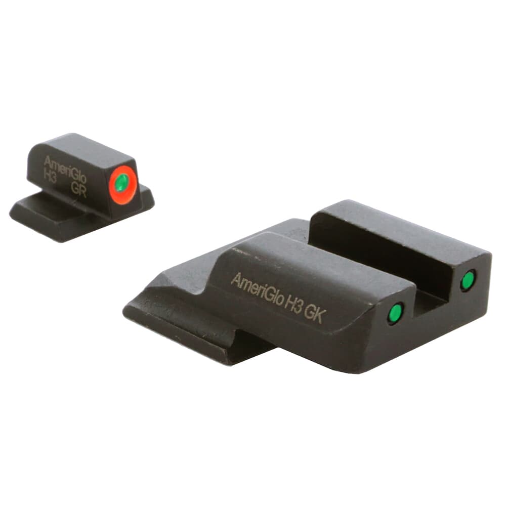 Ameriglo Spartan Grn Trit w/Orange Outline Front, Grn Trit w/Black Outline Rear 3-Dot Night Sight for S&W M&P Shield (Excl. EZ) SW-456