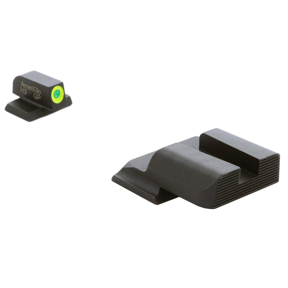 Ameriglo Protector Green Tritium w/LumiGreen Outline Front, Black Serrated Rear Sight Set for S&W M&P Shield (Excl. EZ) SW-543