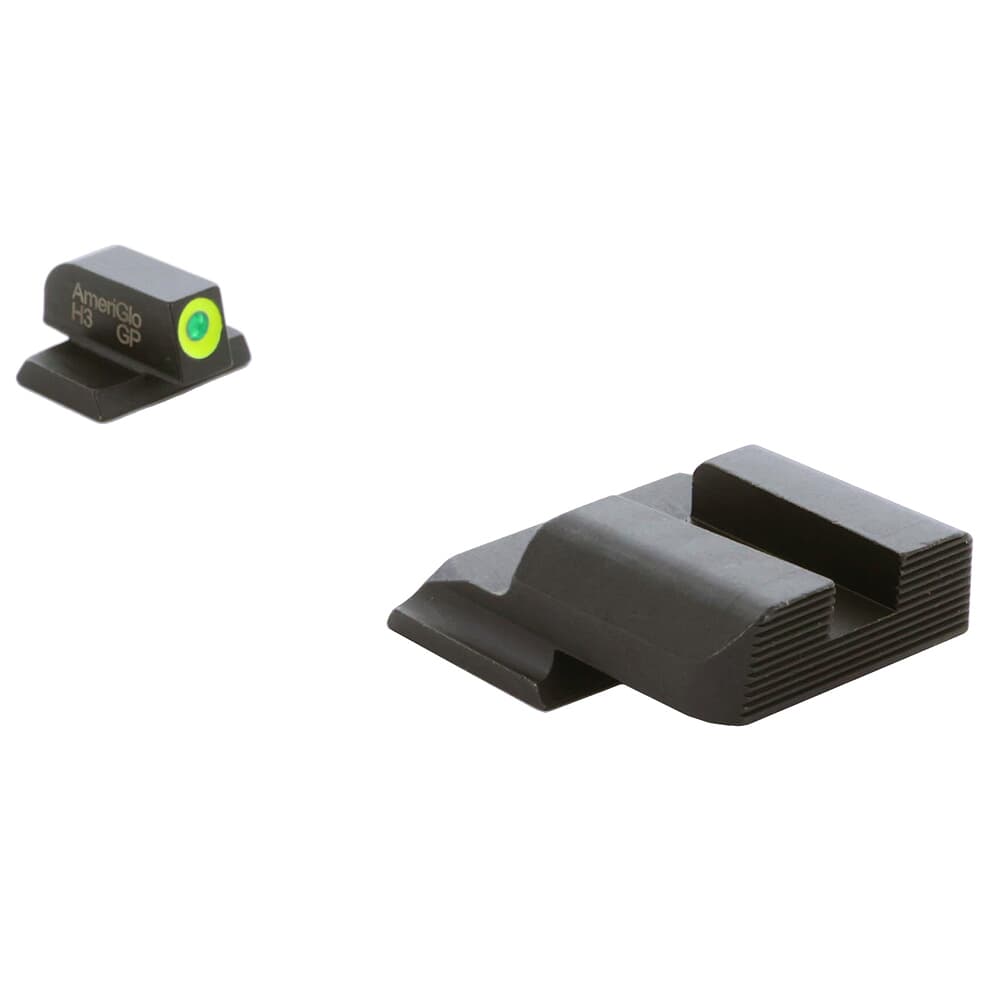Ameriglo Protector Green Tritium w/LumiGreen Outline Front, Black Serrated Rear Sight Set for S&amp;W M&amp;P Shield (Excl. EZ) SW-543