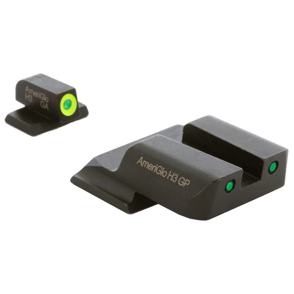 Ameriglo Spartan Grn Trit w/LumiGreen Outline Front, Grn TritBlack Outline Rear 3-Dot Night Sight for S&amp;W M&amp;P (Excl. .22,.380, Shield, EZ, Pro) SW-546