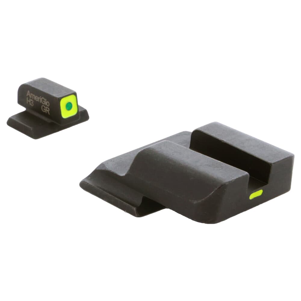 Ameriglo CAP Green Tritium LumiGreen Sq Outline Front, LumiGreen Line Non-Trit Rear Sight Set for S&amp;W M&amp;P (Excl. .22,.380, Shield, EZ, Pro) SW-614