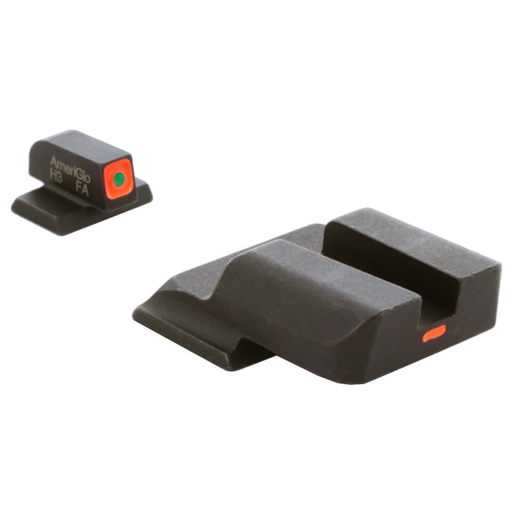Ameriglo CAP Green Tritium Orange Sq Outline Front, Orange Line Non-Trit Rear Sight Set for S&W M&P (Excl. .22,.380, Shield, EZ, Pro) SW-616