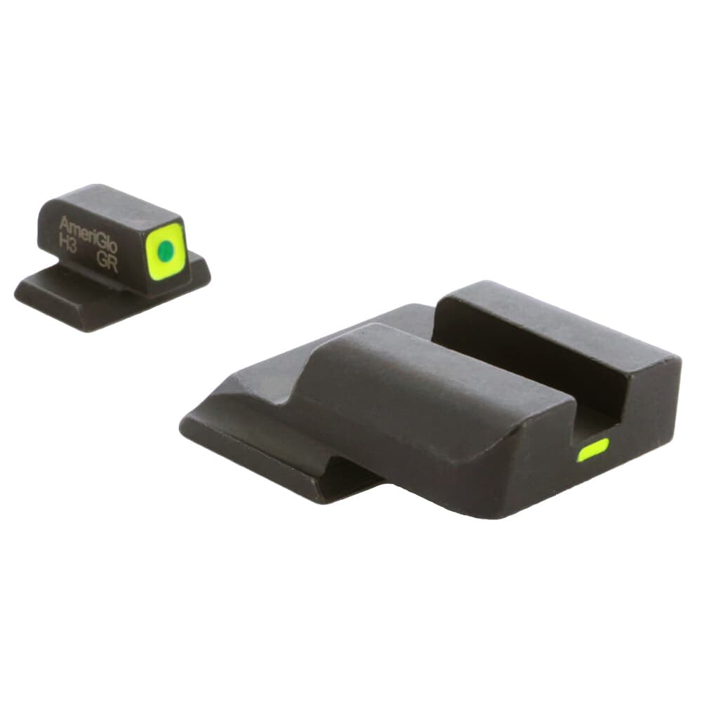 Ameriglo CAP Green Tritium LumiGreen Sq Outline Front, LumiGreen Line Non-Trit Rear Sight Set for S&amp;W M&amp;P Shield (Excl. EZ) SW-618