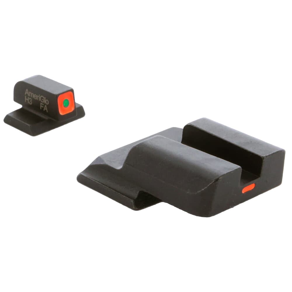 Ameriglo CAP Green Tritium Orange Sq Outline Front, Orange Line Non-Trit Rear Sight Set for S&amp;W M&amp;P Shield (Excl. EZ) SW-620
