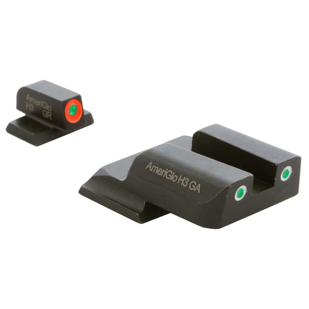 Ameriglo Spartan Grn Trit w/Orange Outline Front, Grn Trit w/White Outline Rear 3-Dot Night Sight for S&amp;W M&amp;P Shield (Excl. EZ) SW-745