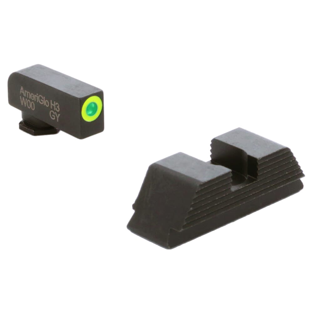 Ameriglo Protector Green Tritium w/LumiGreen Outline Front, Black Serrated Rear Sight Set for Walther PDP WA-533