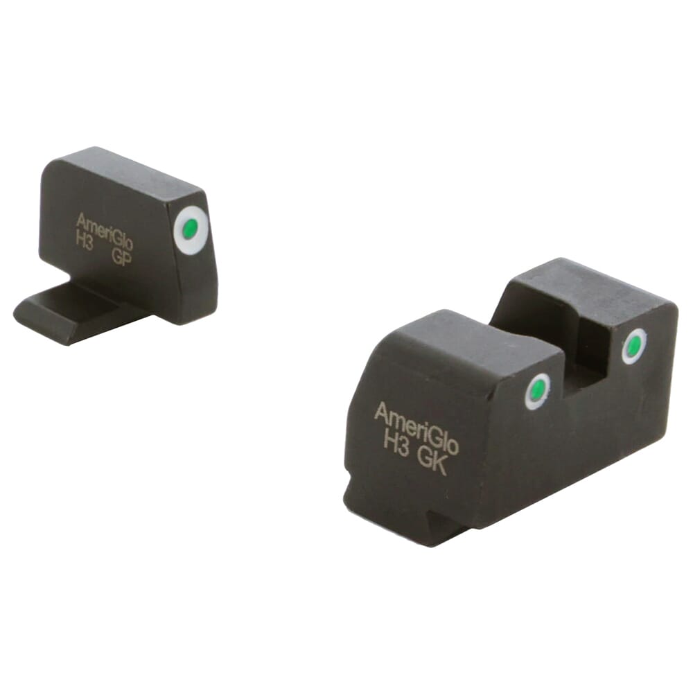 Ameriglo Optic Compatible Green Tritium 3-Dot Sight Set w/White Outlines T Suppressor Sight Set for Springfield XD XD-181