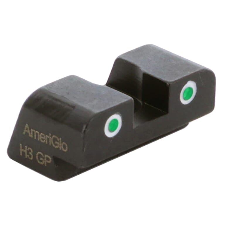 Ameriglo Green Tritium 2-Dot w/White Outlines .27"H .165" Sq Notch #10 Rear Sight for Most Sig/Springfield Models, Hellcat (non OSP) XD-191-OP-R