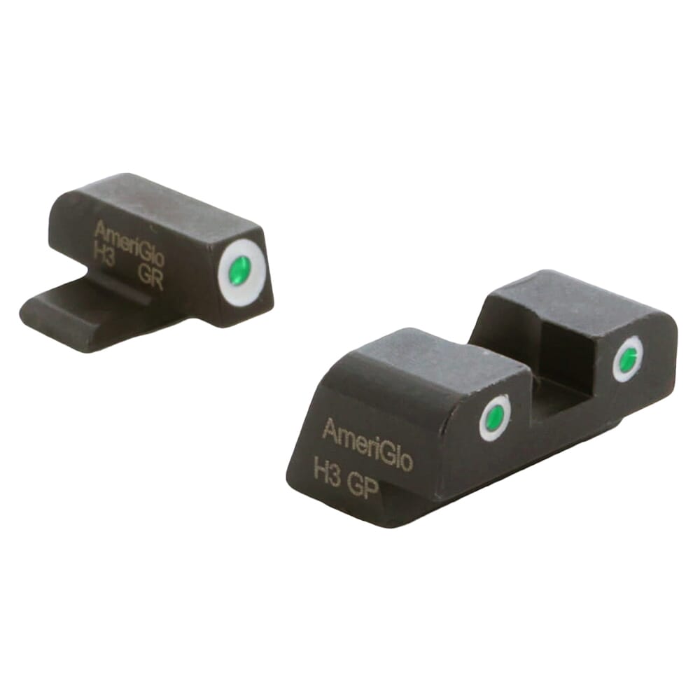 Ameriglo Classic Green Tritium Front, Green Tritium Rear 3-Dot Sight Set w/White Outlines for Springfield XD XD-191