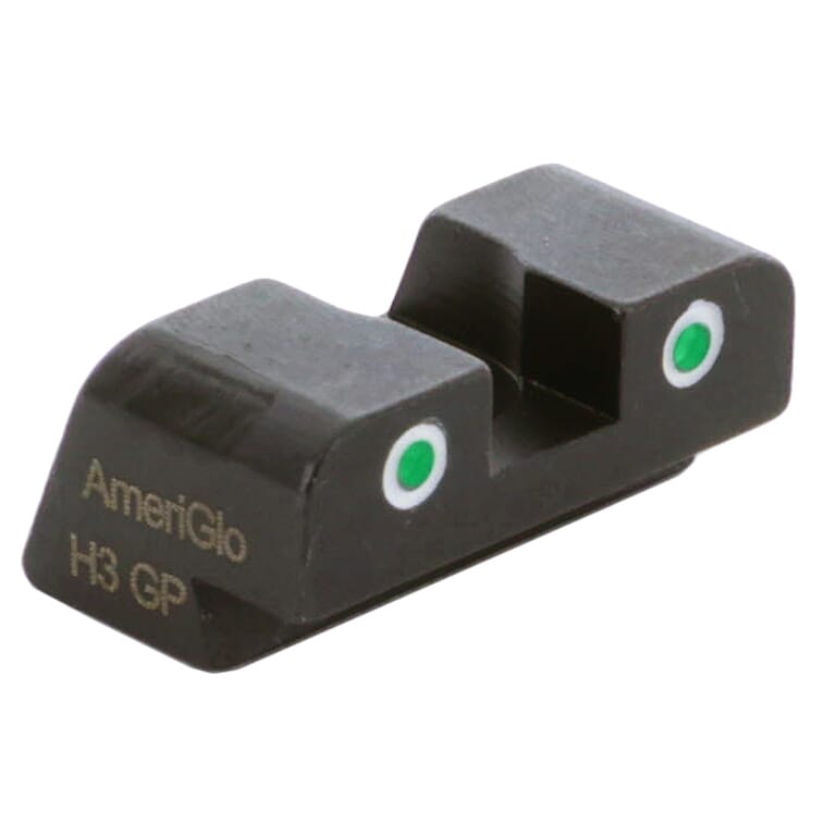 Ameriglo Green Tritium 2-Dot w/White Outlines .27"H .165" Sq Notch #10 Rear Sight for Most Sig/Springfield Models, Hellcat (non OSP) XD-191R