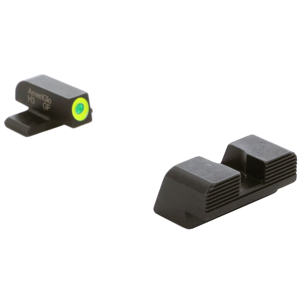 Ameriglo Protector Green Tritium w/LumiGreen Outline Front, Black Serrated Rear Sight Set for Springfield XD XD-533