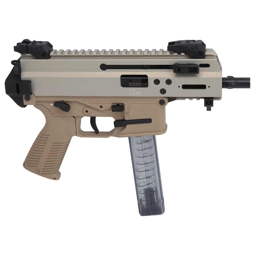 B&T APC9K PRO 9mm 4.3" 1:10" 1/2x28 Bbl Tailhook-Ready Coyote Tan Pistol BT-361765-02-CT