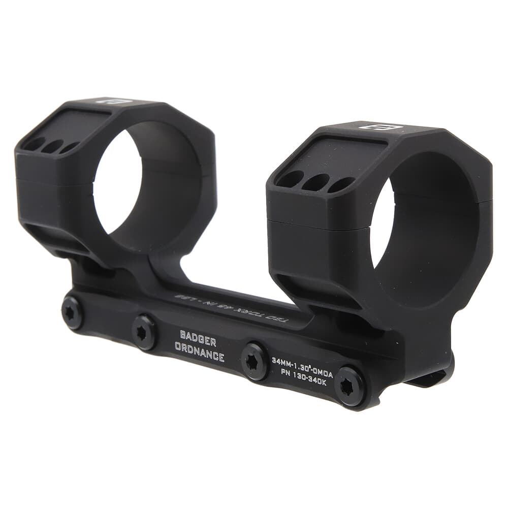 Badger Ordnance C.O.M.M. MAX 34mm 1.30&quot; 0MOA Black Scope Mount 130-340KB